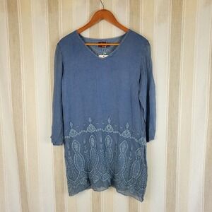 NEW Avani Del Amour Tunic Blouse‎ Blue Size Small